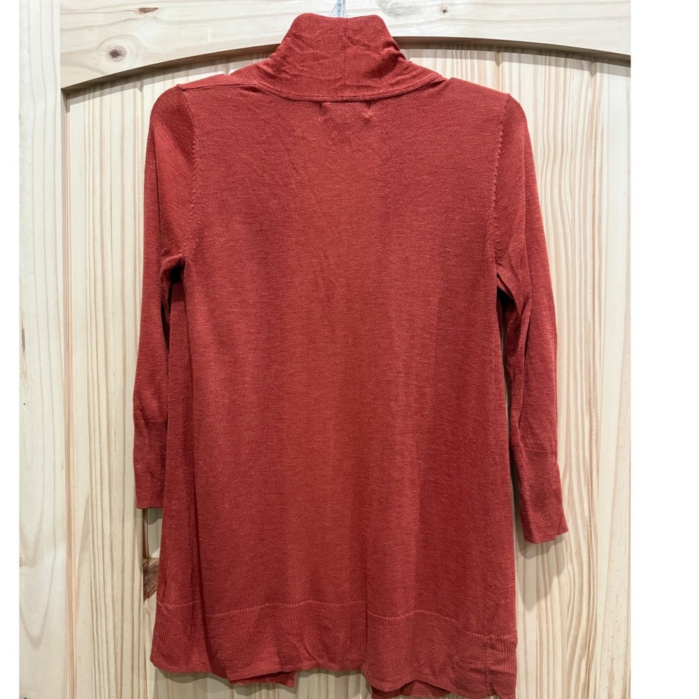 Mossimo Women Rust Orange Open Front Cardigan Sweater Button Cuff Knit Medium - Picture 6 of 7